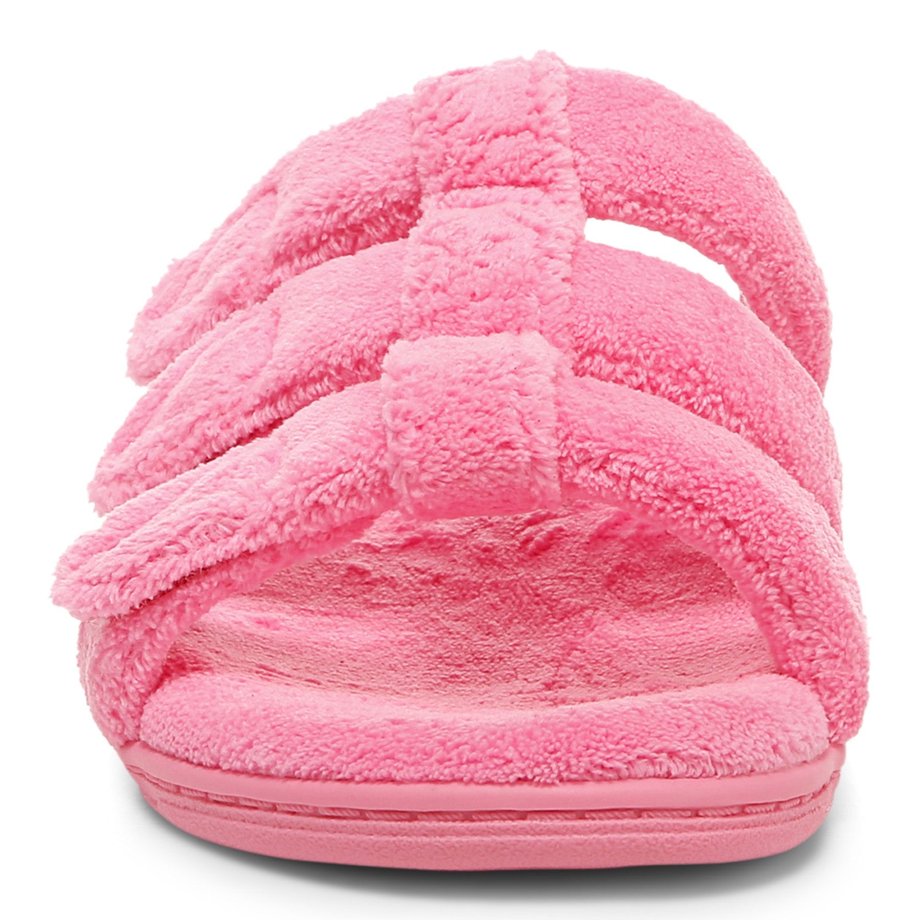 Vionic Adjustable Open-Toe Slipper with Orthotic Arch Support - Indulge Snooze - Electric Pink - Front