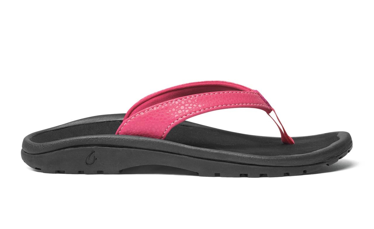 Olukai Kulapa Kai - Girl's Flip Flops - Bikini Pink/Black - Side