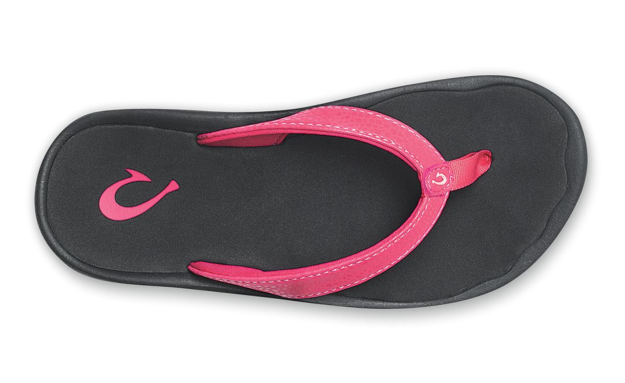 Olukai Kulapa Kai - Girl's Flip Flops - Bikini Pink/Black - Top