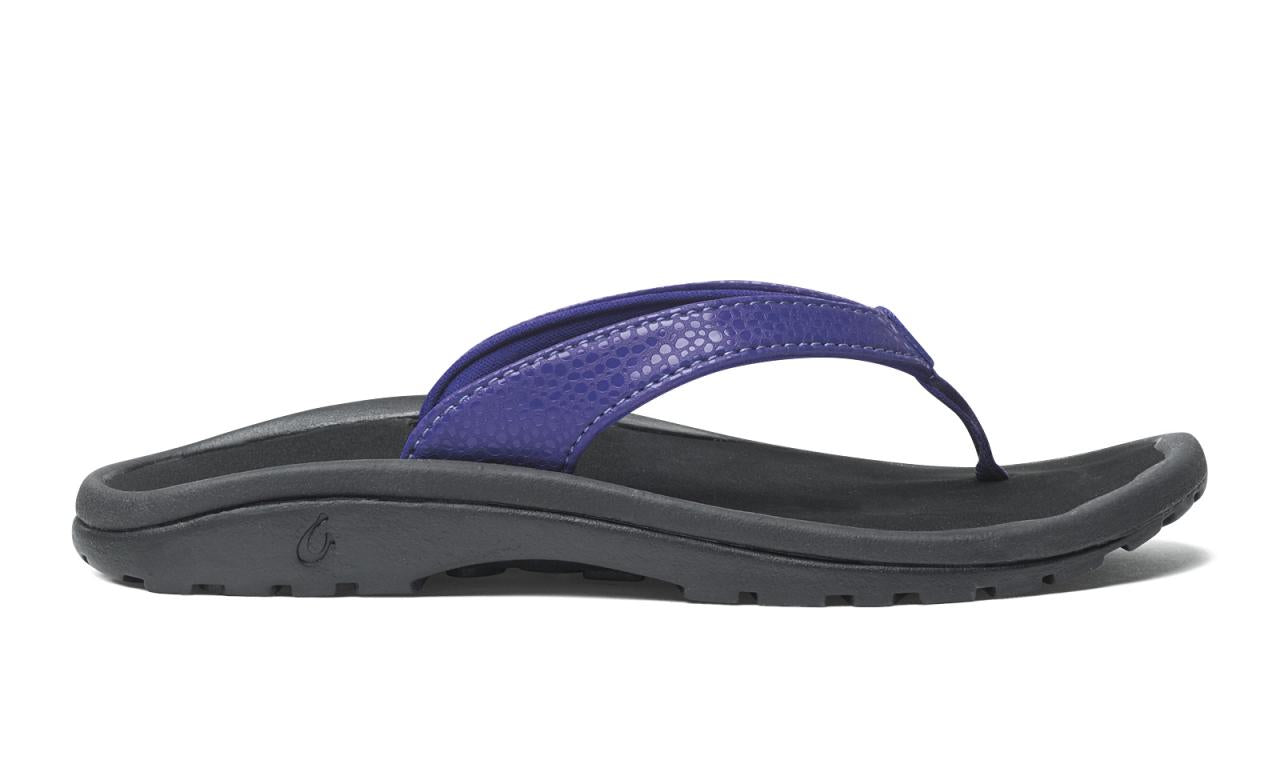 Olukai Kulapa Kai - Girl's Flip Flops - Deep Violet/Black - Side