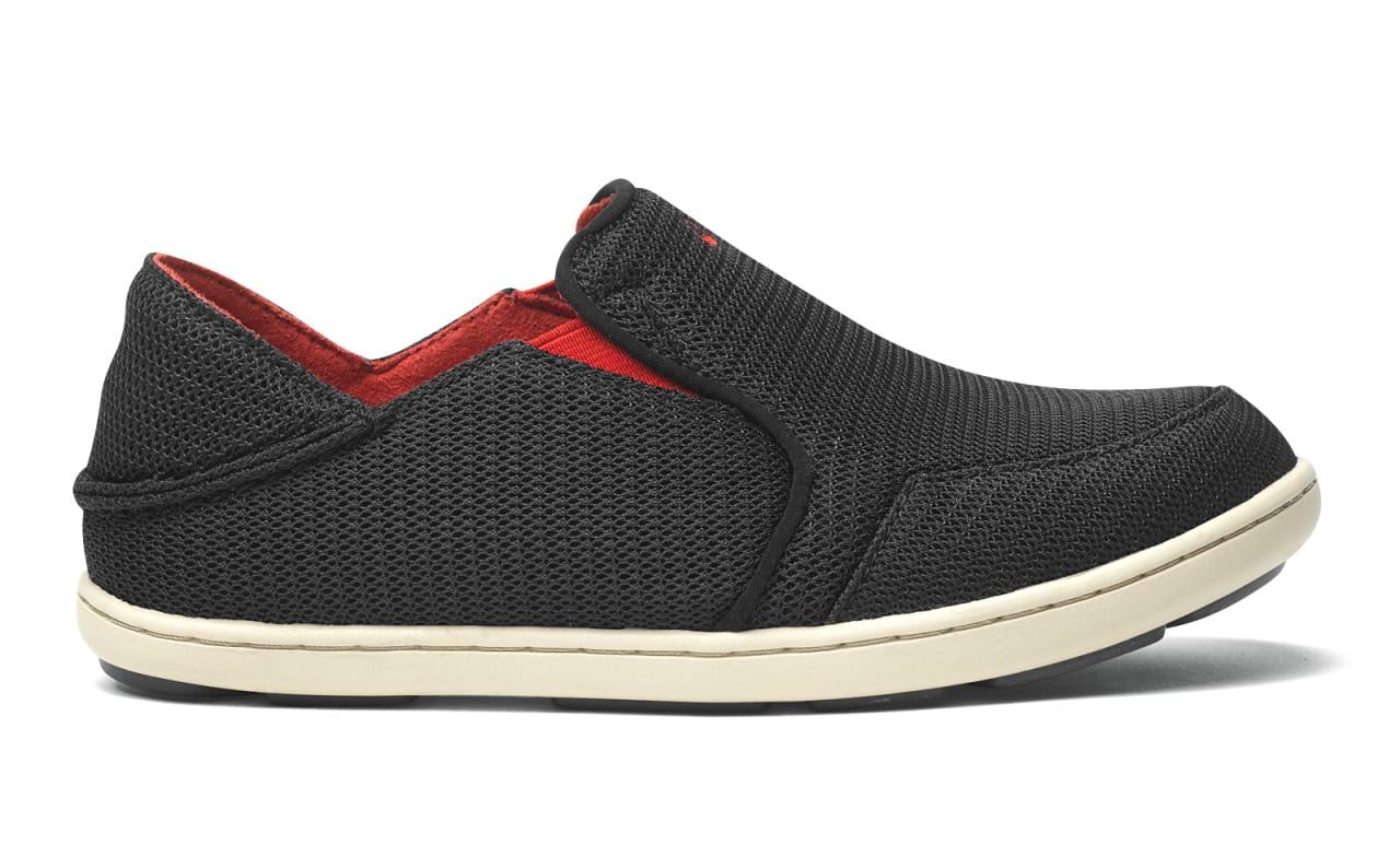 OluKai Nohea Mesh - Boy's Supportive Shoes - Black/Sour Cherry - Side