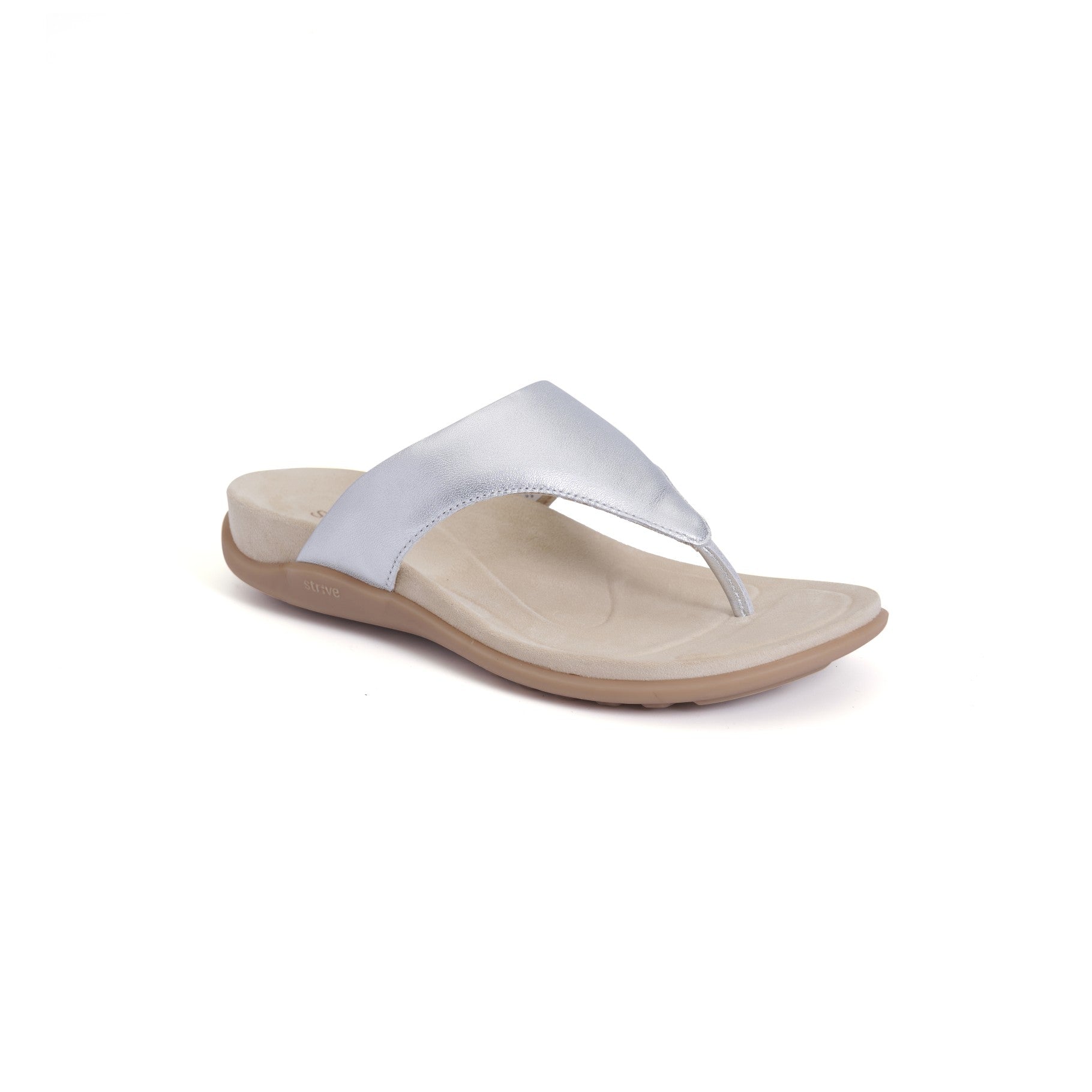 Strive Antibes Women's Orthotic Toe Post Sandals - Silver - Angle