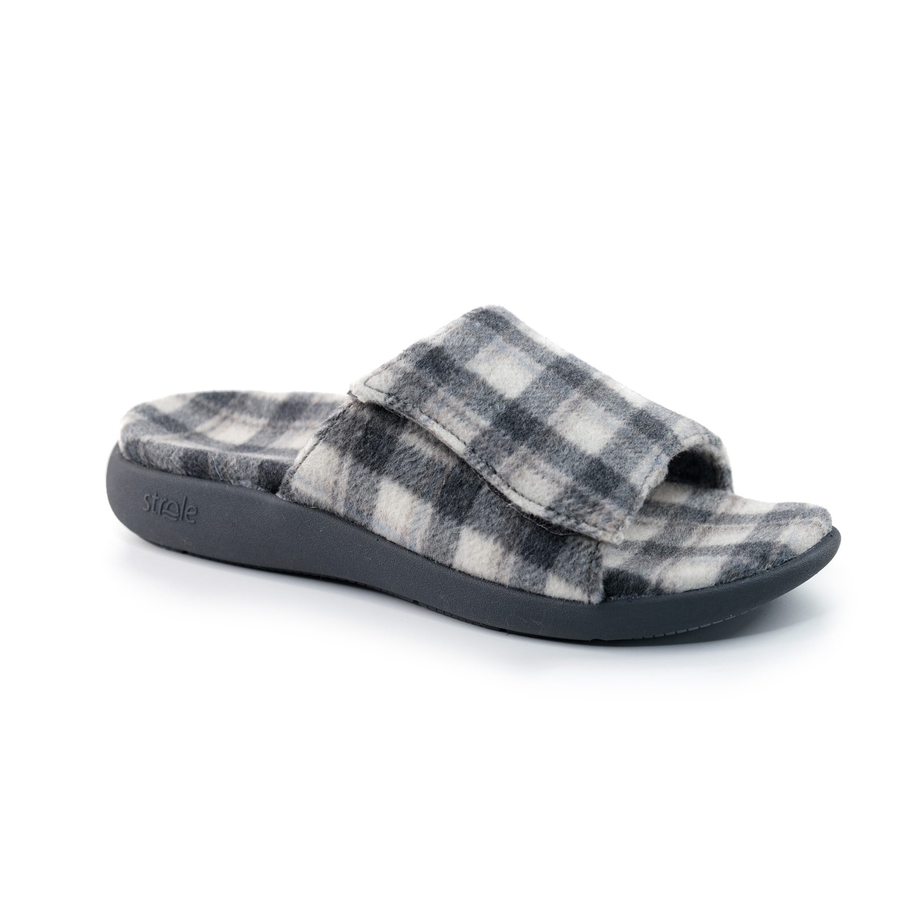 Strole Den Tartan Women's Wool Slide Slippers with Orthotic Arch Support