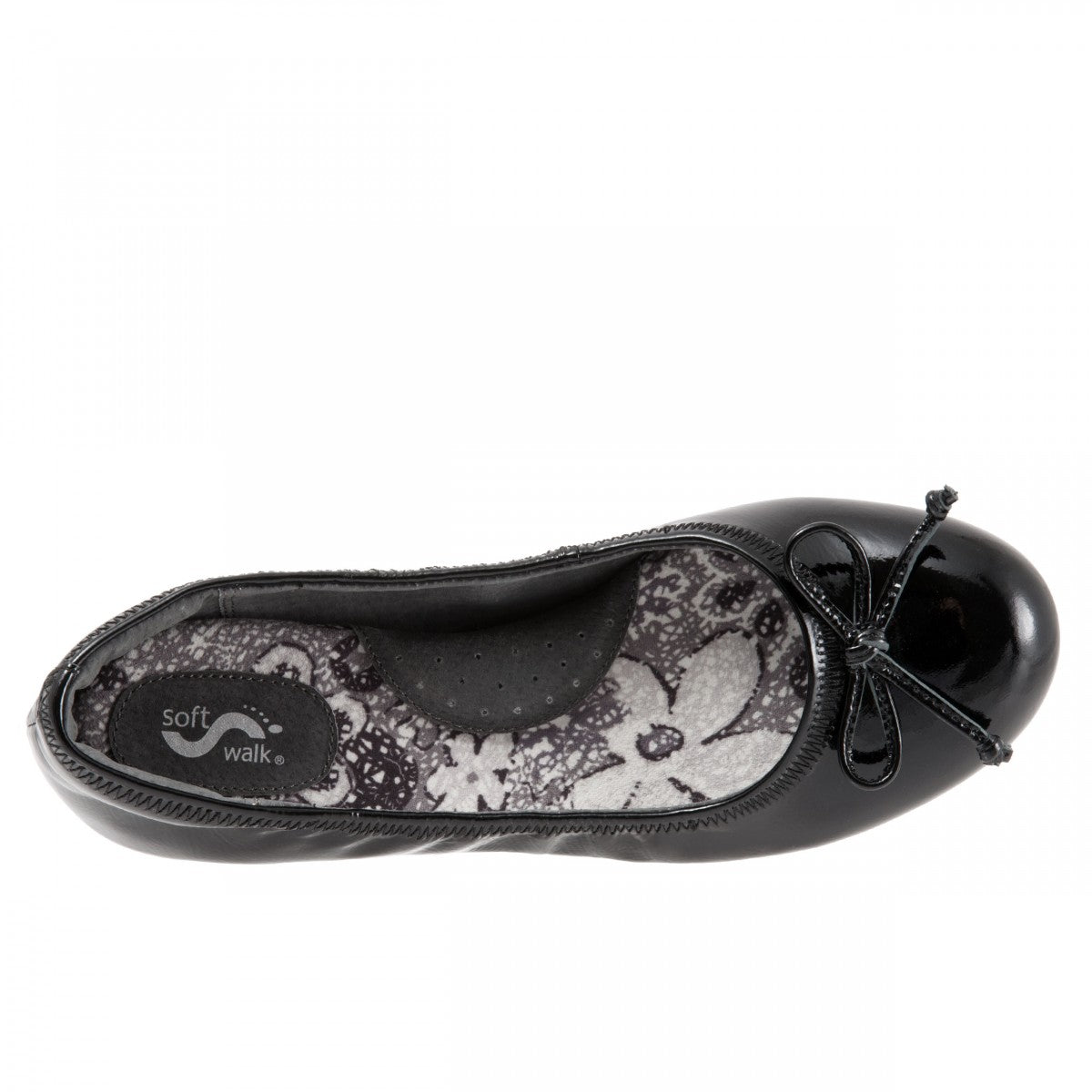 Softwalk Narina - Women's Comfort Ballet Flat - Black Patent - top