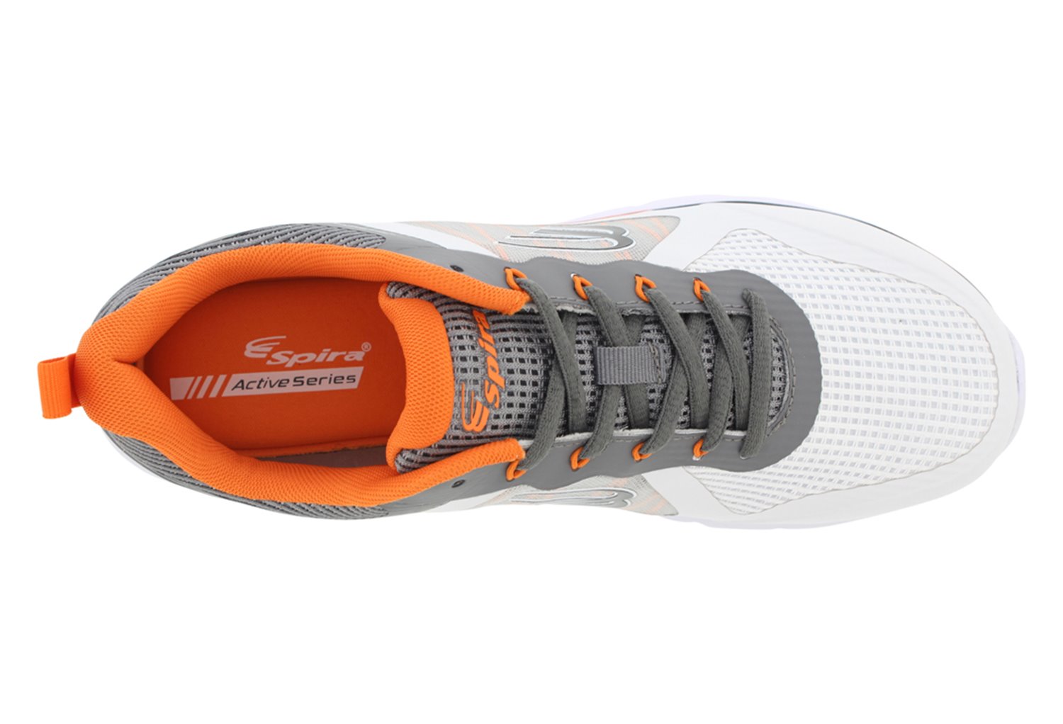 Spira CloudWalker Men's Athletic Walking Shoe with Springs - White / Dark Grey / Orange - 3