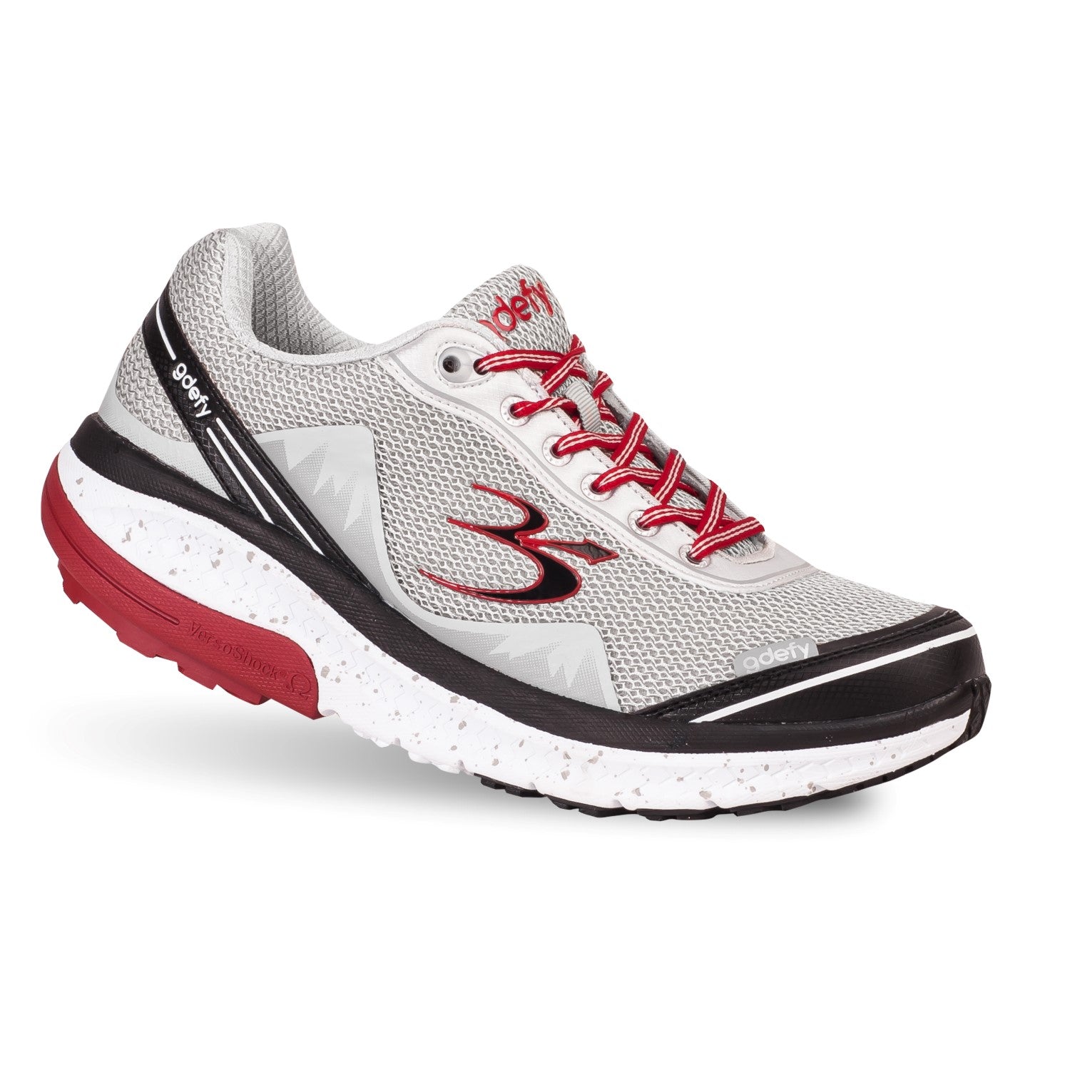 Gravity Defyer Men's G-Defy Mighty Walk Athletic Shoes - Gray / Red - Profile View