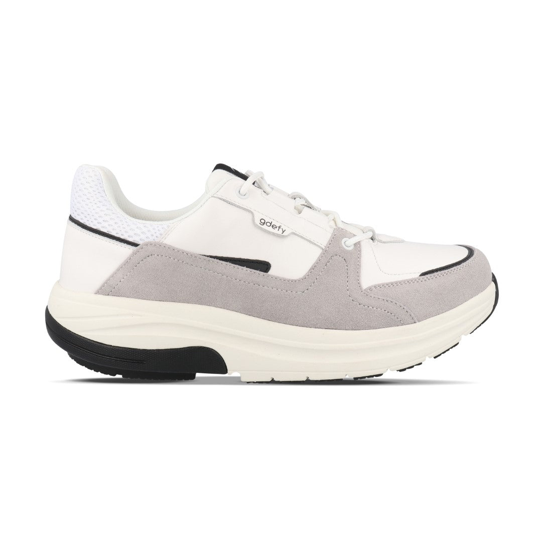 Gravity Defyer Pelekxon Men's GDEFY Leather Athletic Shoes - Gray / White - Side View