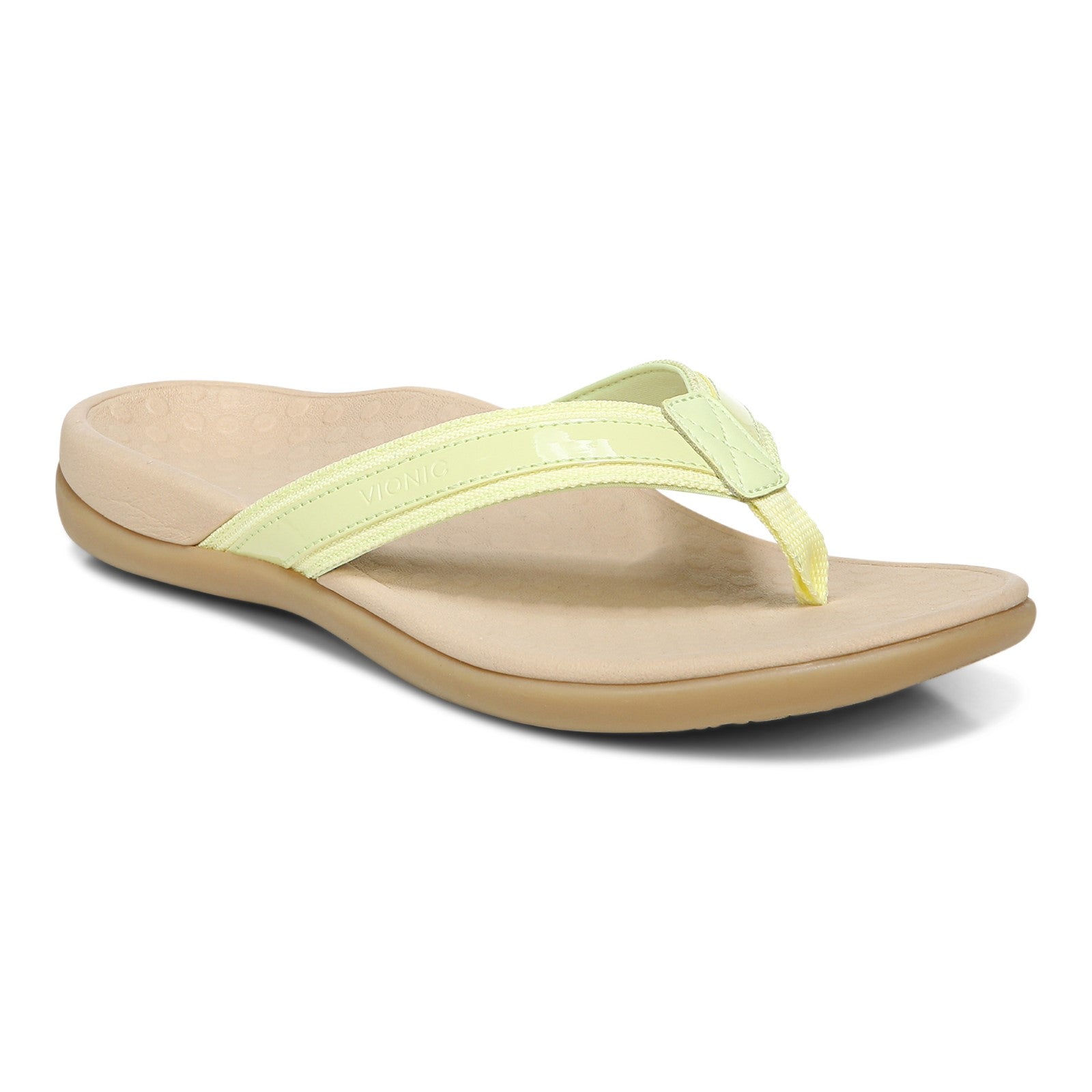 Vionic Tide II - Women's Leather Orthotic Sandals - Orthaheel - Pale Lime - Angle main