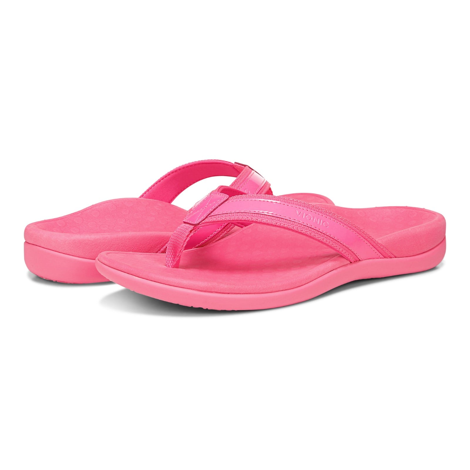 Vionic Tide II - Women's Leather Orthotic Sandals - Orthaheel - Bubblegum - pair left angle