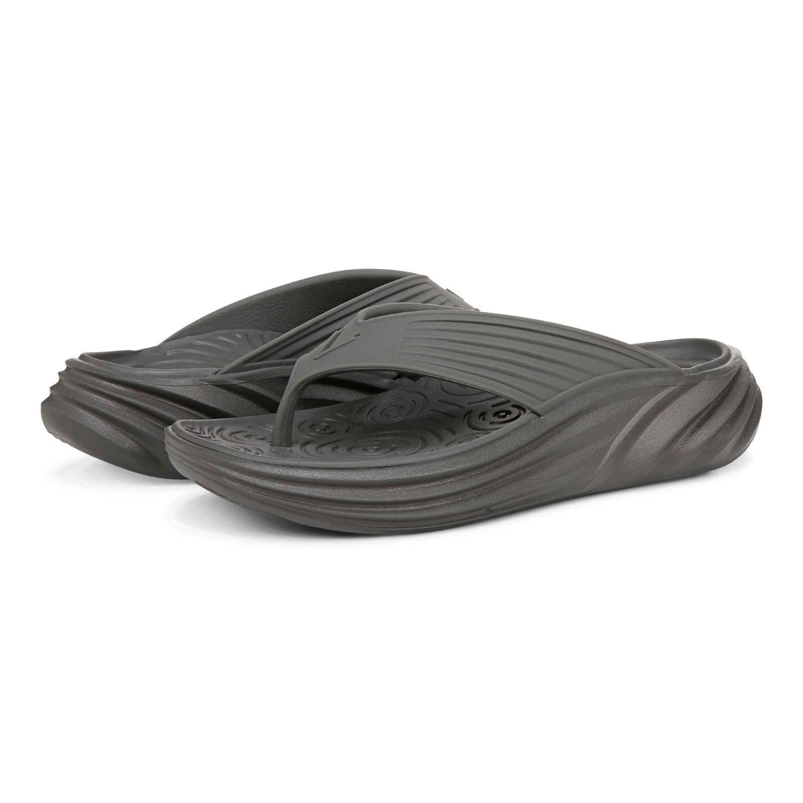 Vionic Tide RX Unisex Recovery Cushioned Orthotic Sandal - Charcoal - pair left angle