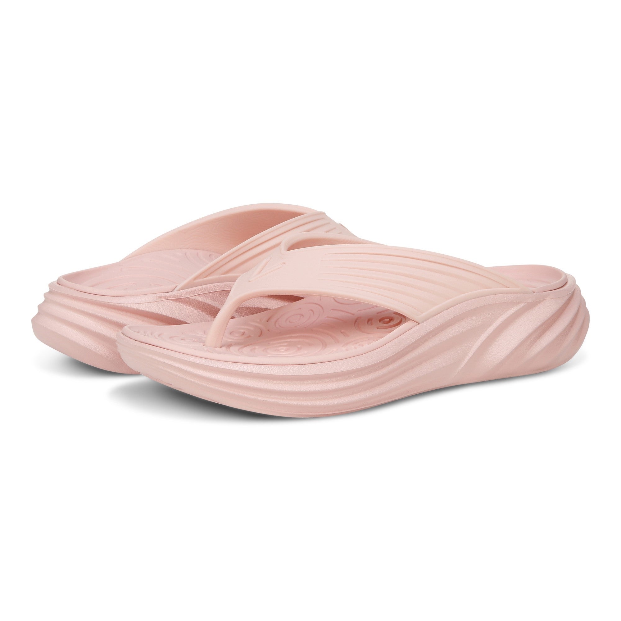 Vionic Tide RX Unisex Recovery Cushioned Orthotic Sandal - Light Pink - pair left angle