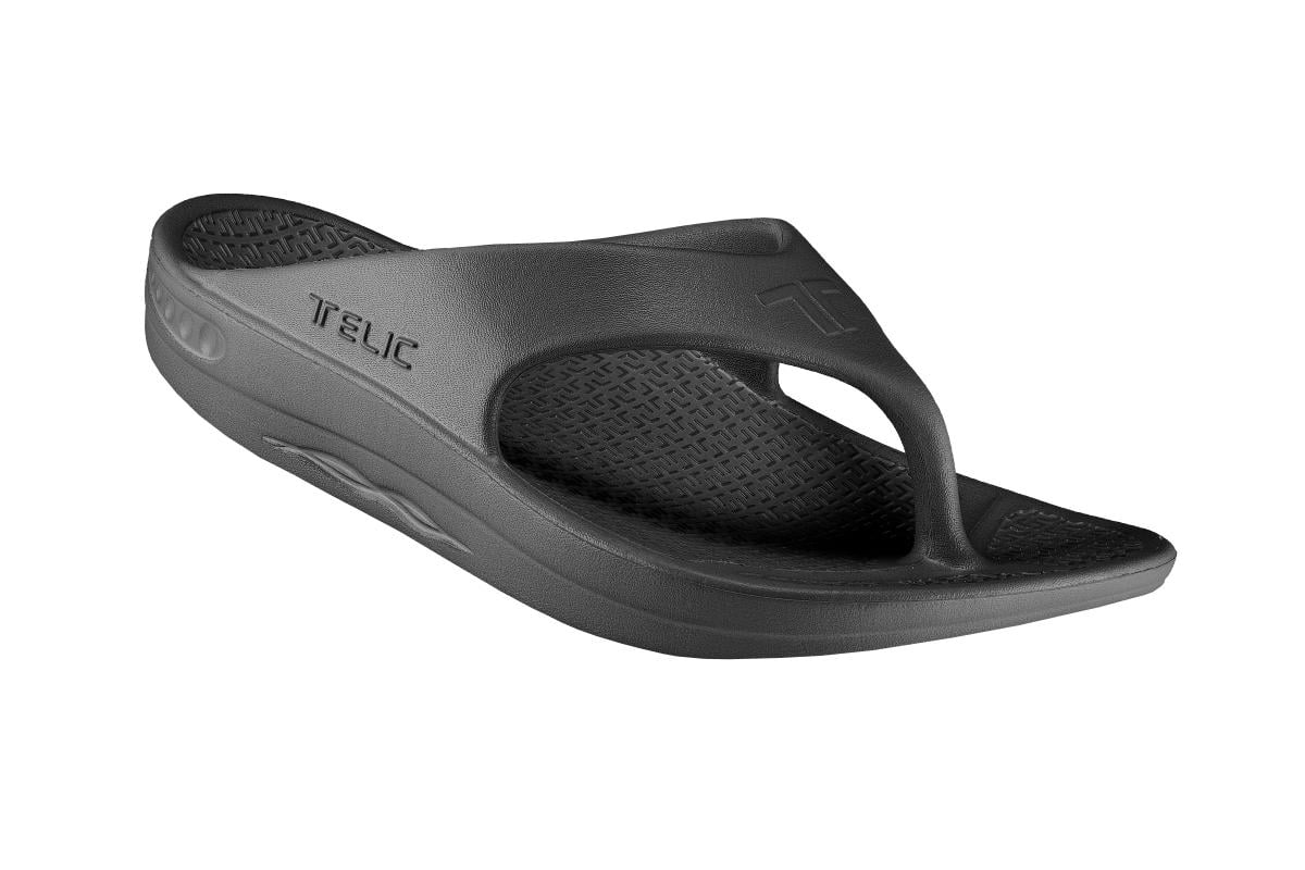 Telic Flip Flop Arch Supportive Recovery Sandal - Unisex - Black Angle