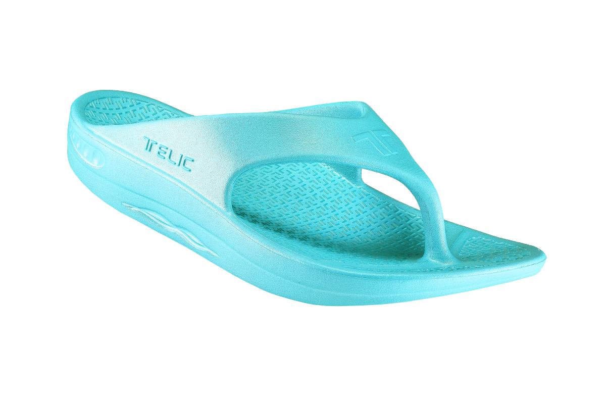 Telic Flip Flop Arch Supportive Recovery Sandal - Unisex - Aqua Angle