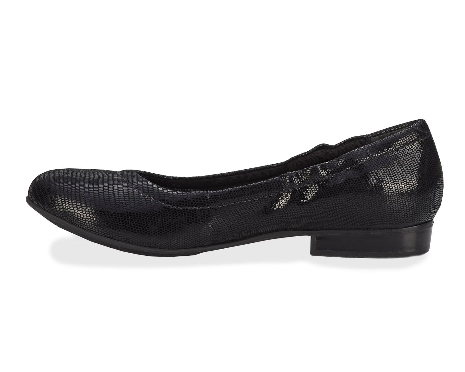 Ros Hommerson Tess Women's Comfort Flat - Black Lizard Print - Inside View