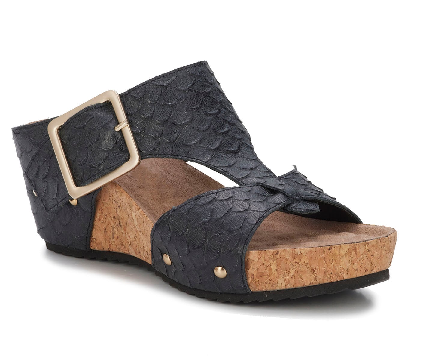 Black Rustic Snake Print Leather