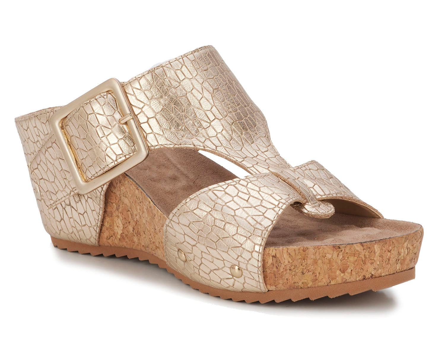 Ros Hommerson Thea Women's Platform Wedge Sandal - Gold Crinkle Leather - Main View