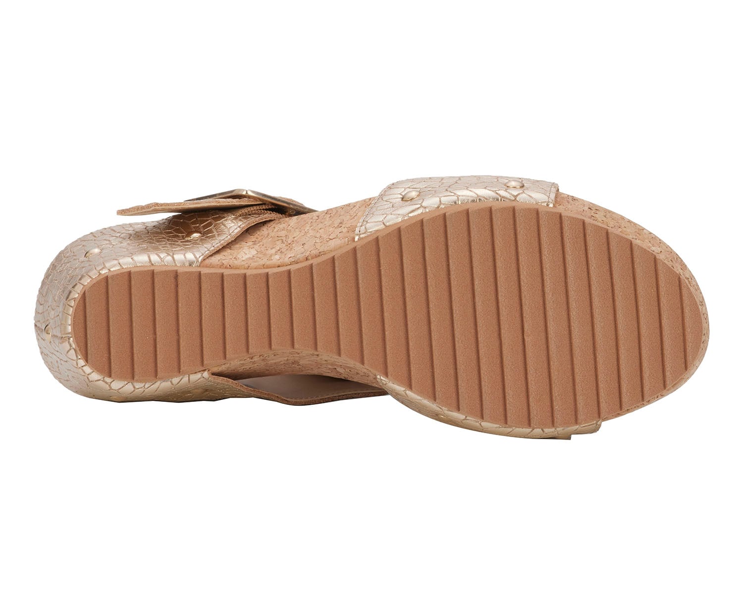Ros Hommerson Thea Women's Platform Wedge Sandal - Gold Crinkle Leather - Top View