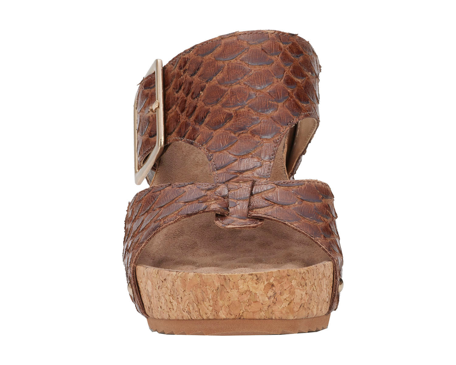 Ros Hommerson Thea Women's Platform Wedge Sandal - Luggage Rustic Snake Print Leather - Front View