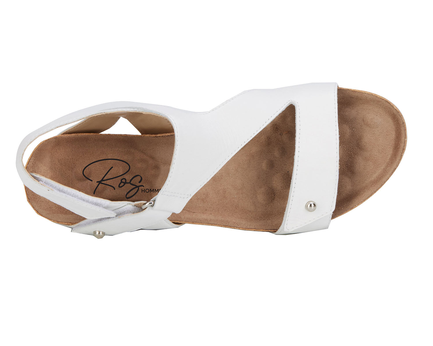 Ros Hommerson Traci Women's Adjustable Sandal - White Napa Leather - Sole View
