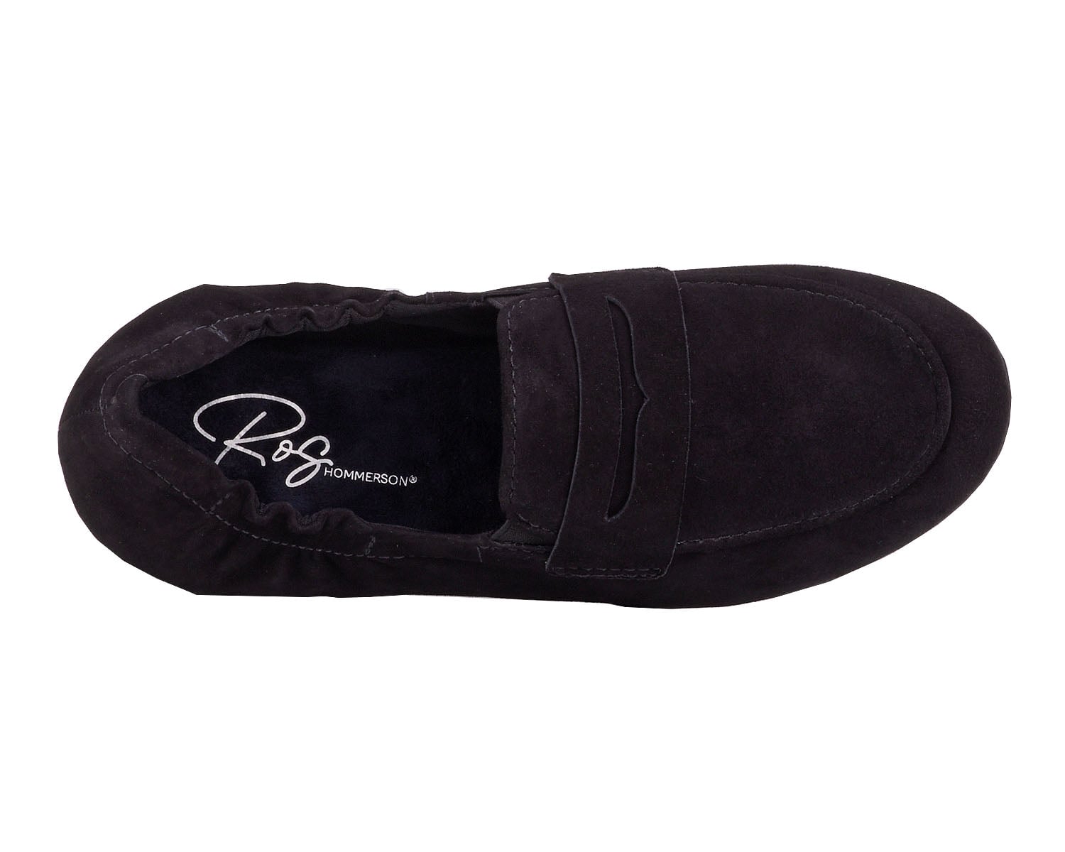 Ros Hommerson Trish Women's Penny Loafer - Black Suede - Sole View