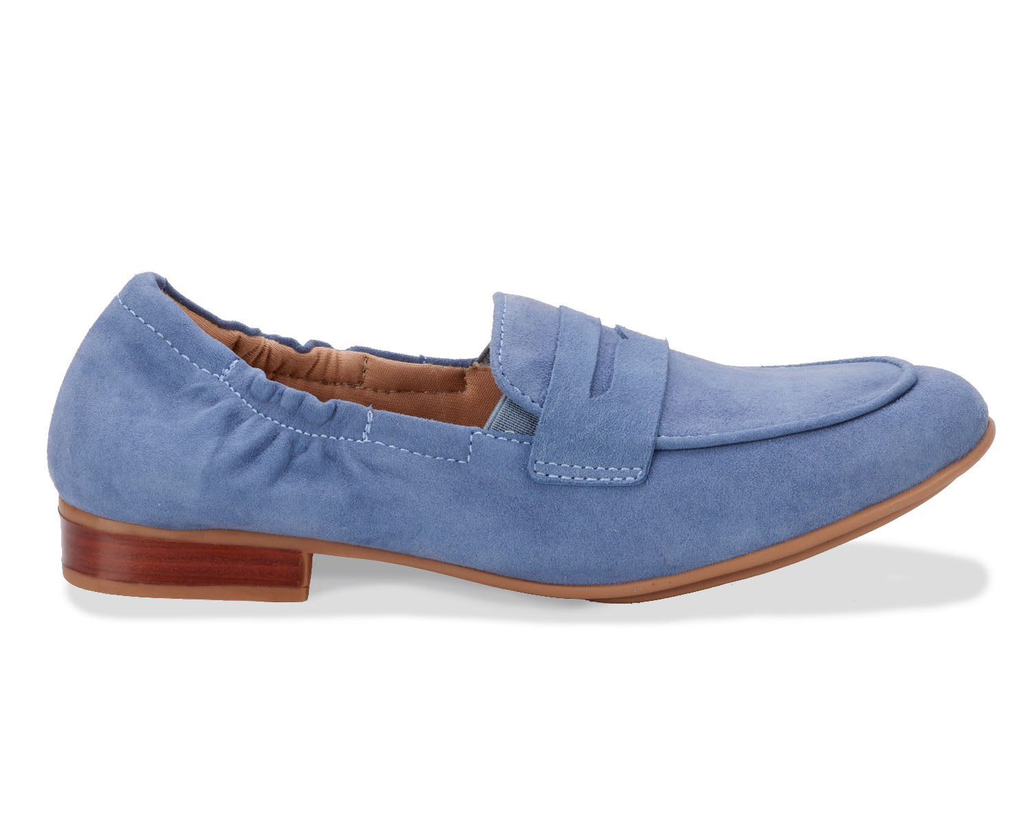 Ros Hommerson Trish Women's Penny Loafer - Light Blue Kid Suede - Outside View