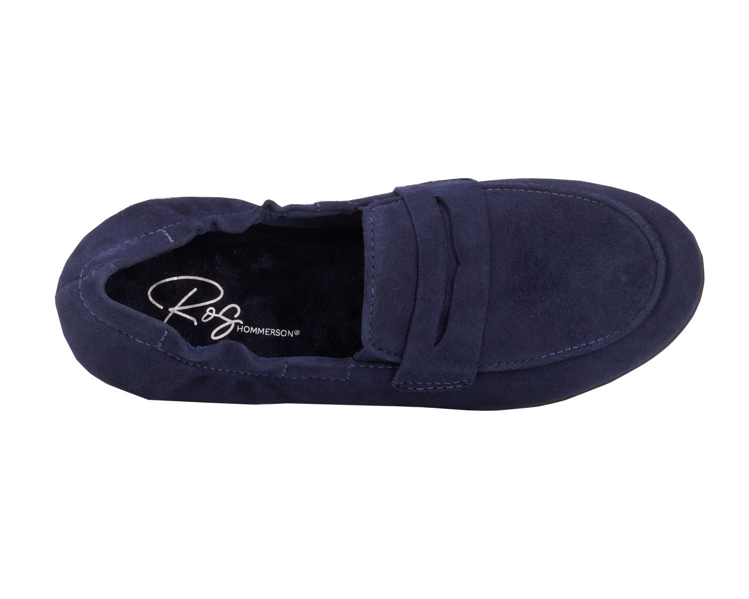 Ros Hommerson Trish Women's Penny Loafer - Navy Suede - Sole View