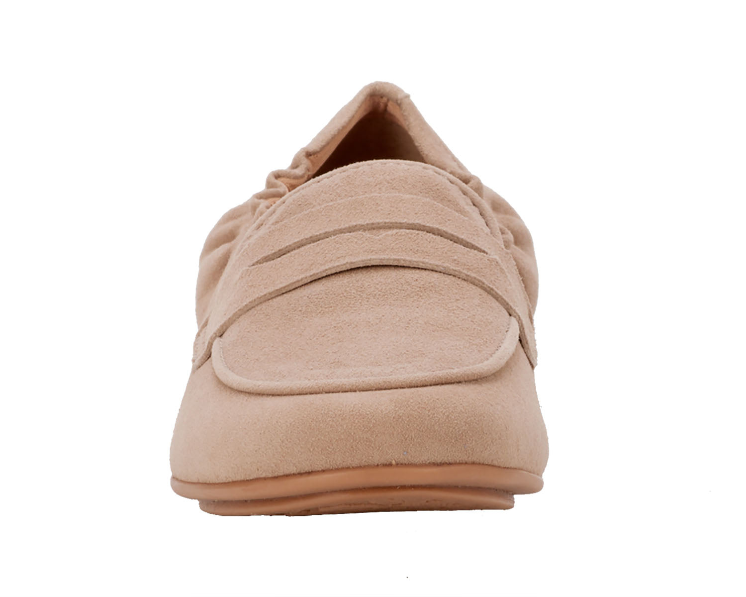 Ros Hommerson Trish Women's Penny Loafer - Light Taupe Kid Suede - Front View