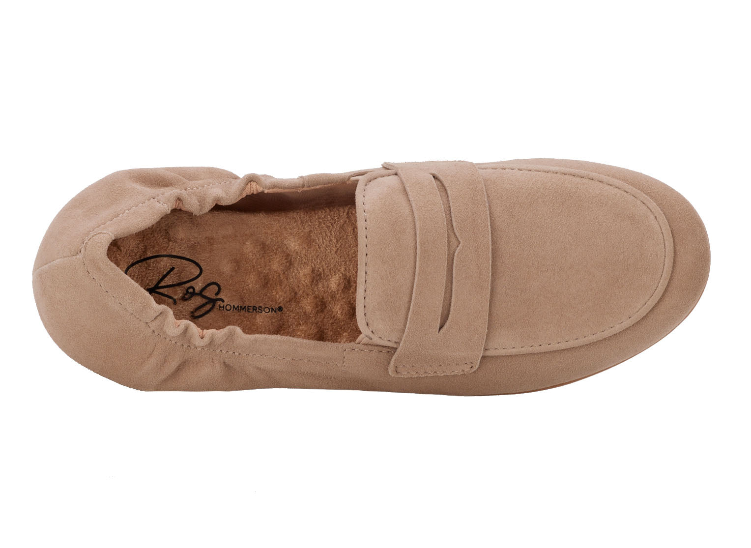 Ros Hommerson Trish Women's Penny Loafer - Light Taupe Kid Suede - Sole View