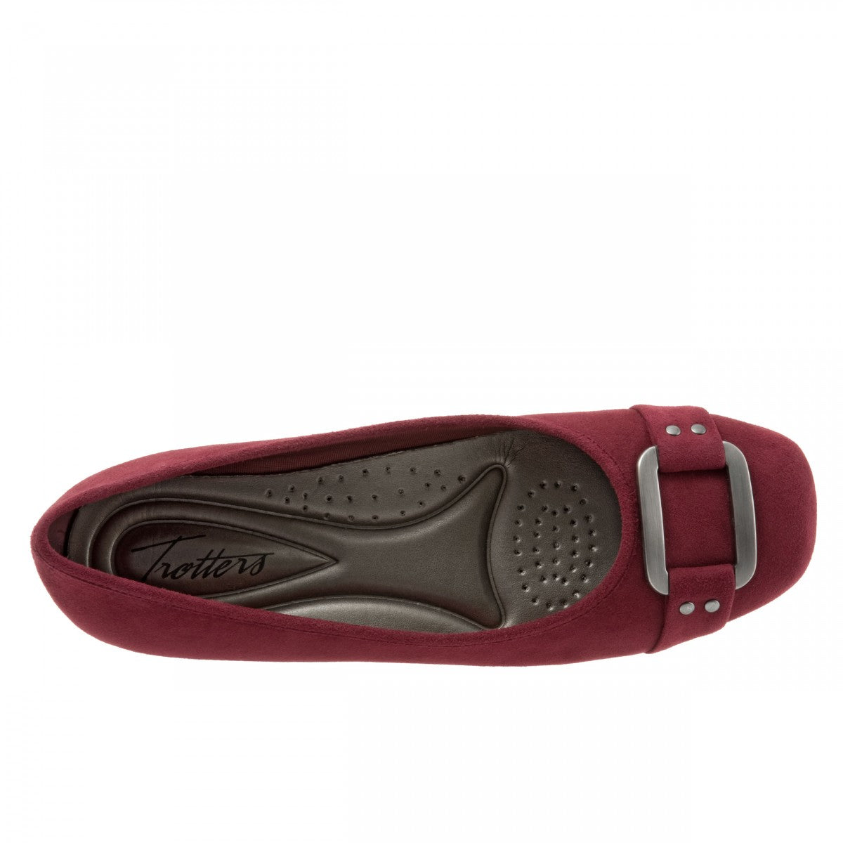 Trotters Sizzle Signature - Women's Flat - Dk Red Suede - top