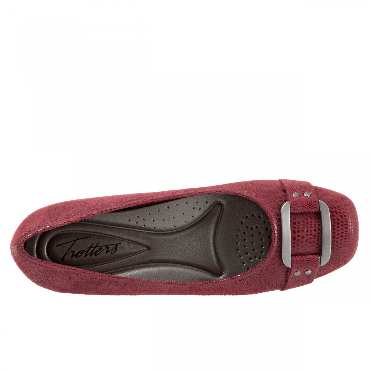 Trotters Sizzle Signature - Women's Flat - Dk Red Pat S - top
