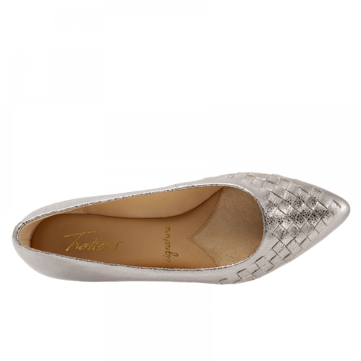 Trotters Signature Estee Woven Women's Casual Flats - Silver - top