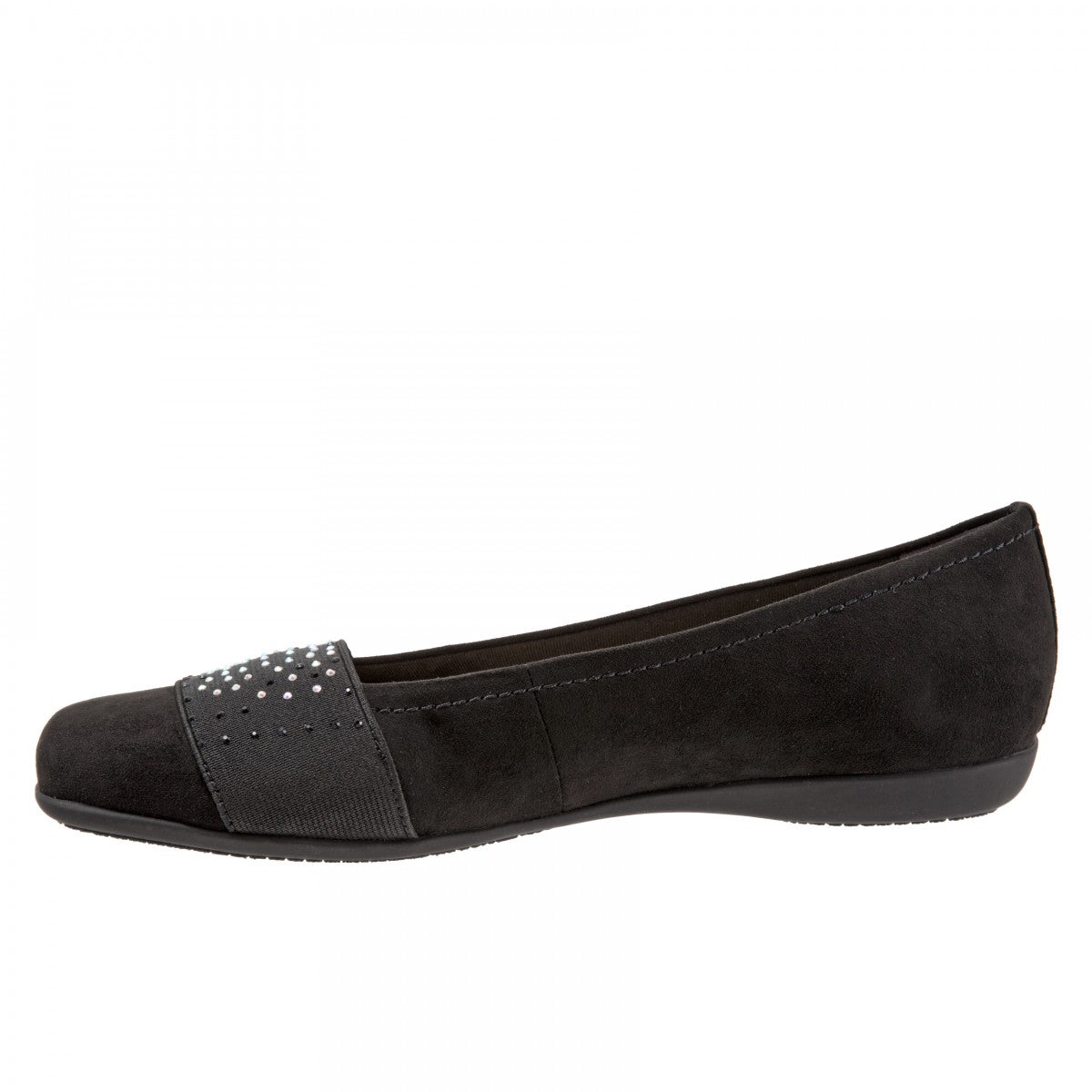 Trotters Samantha Women's Comfort Flats - Black Micro - inside