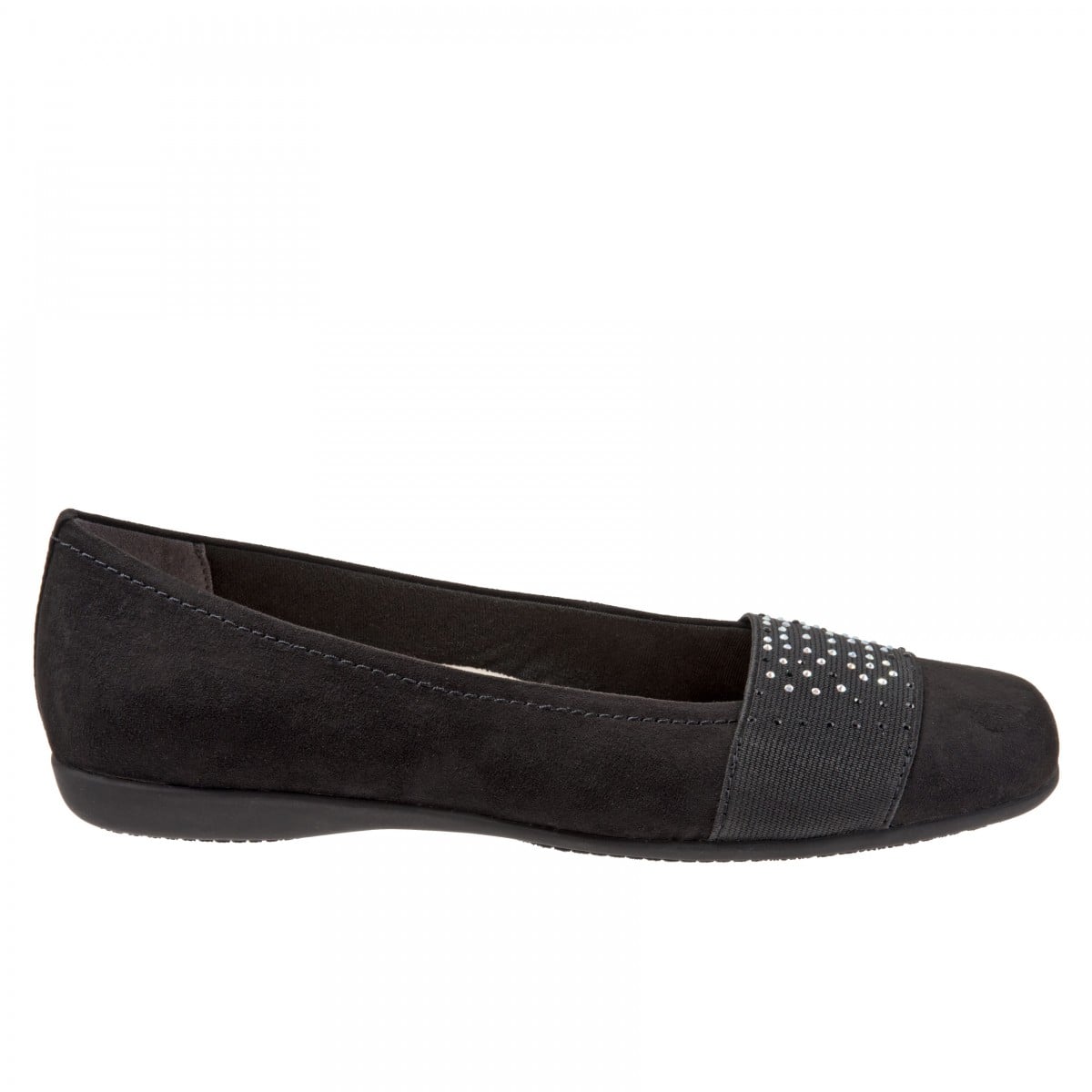 Trotters Samantha Women's Comfort Flats - Black Micro - outside