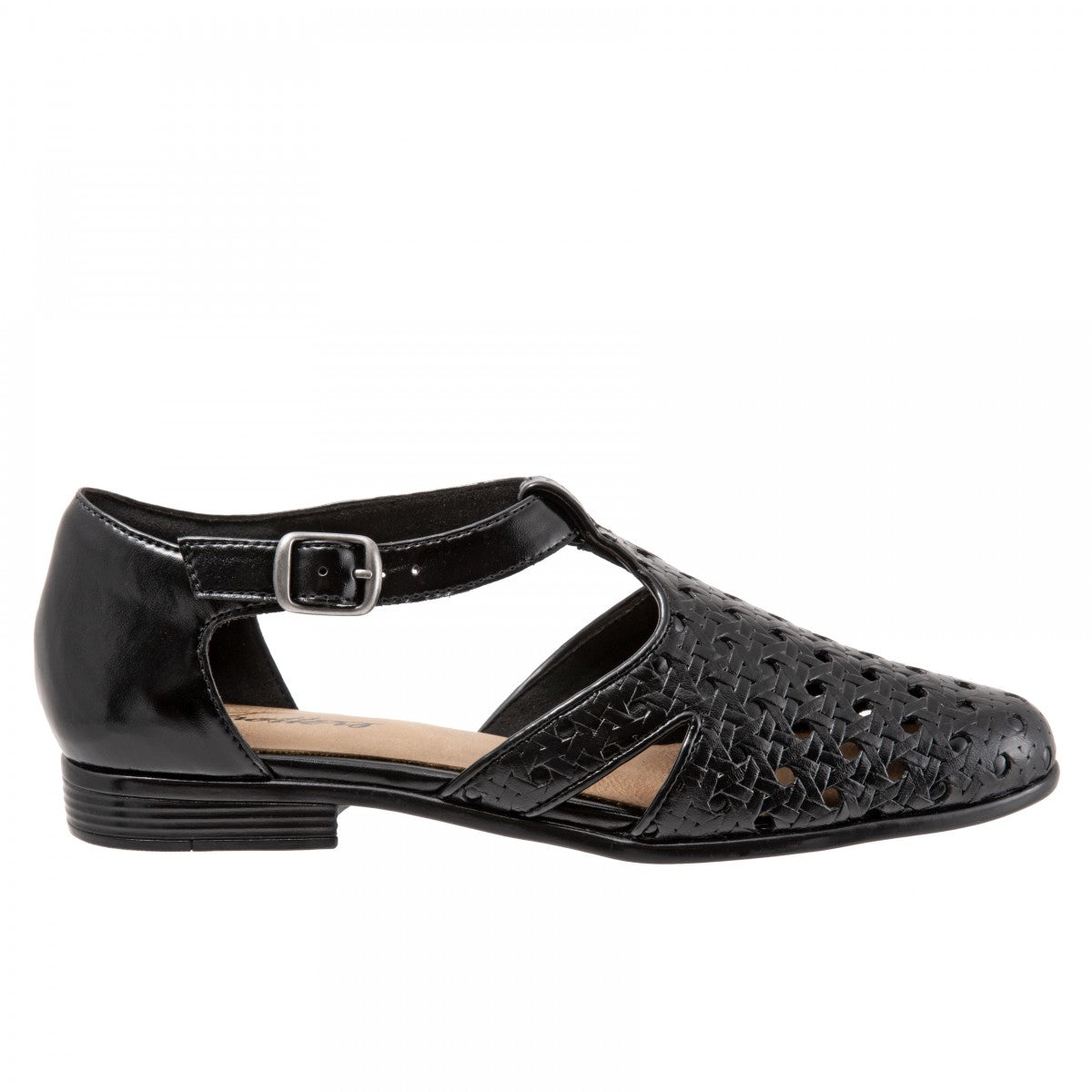 Trotters Leatha Open Weave - Black - outside