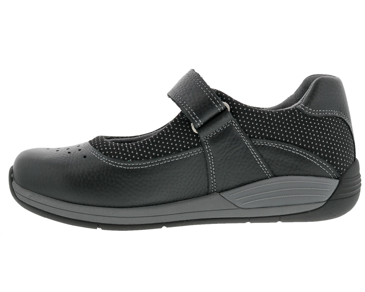 Drew Trust Women's Therapeutic Shoe - Black Leather - Inside View