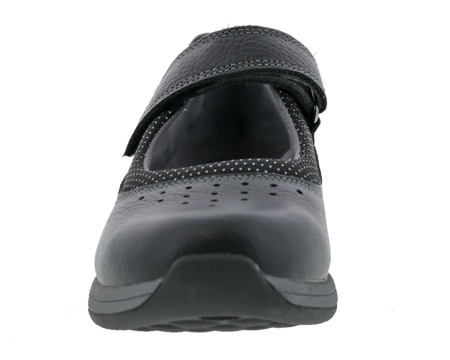 Drew Trust Women's Therapeutic Shoe - Black Leather - Front View