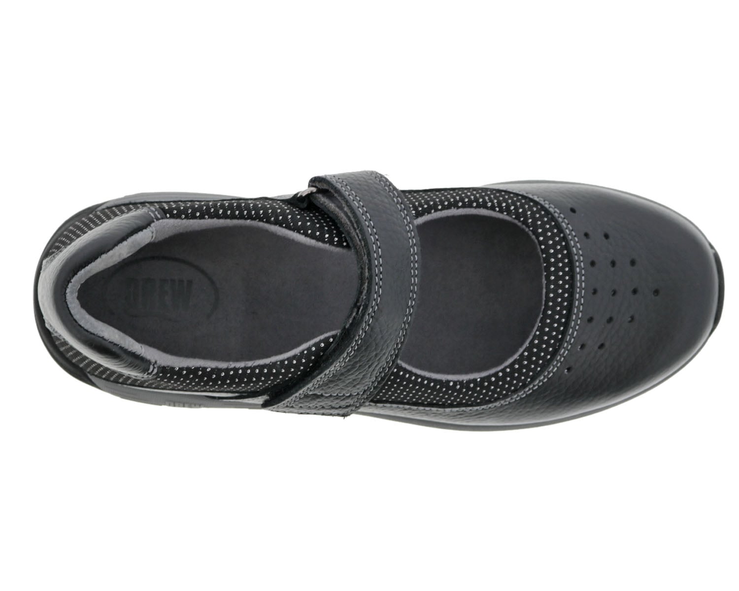 Drew Trust Women's Therapeutic Shoe - Black Leather - Top View