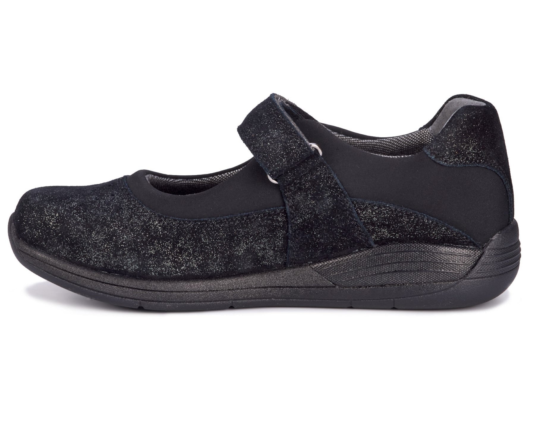Drew Trust Women's Therapeutic Shoe - Black/Silver Leather - Inside View