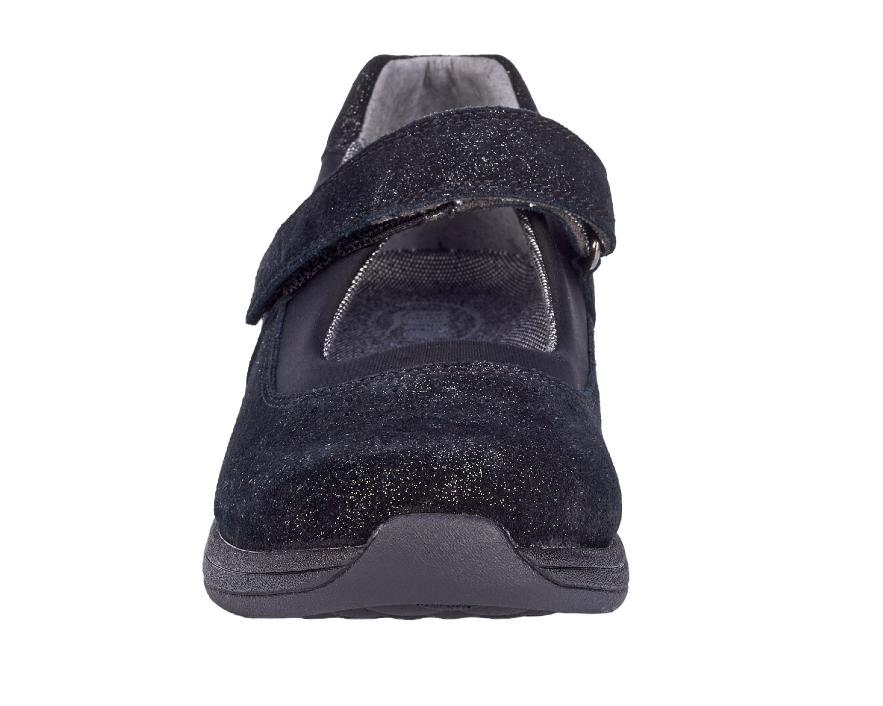 Drew Trust Women's Therapeutic Shoe - Black/Silver Leather - Front View