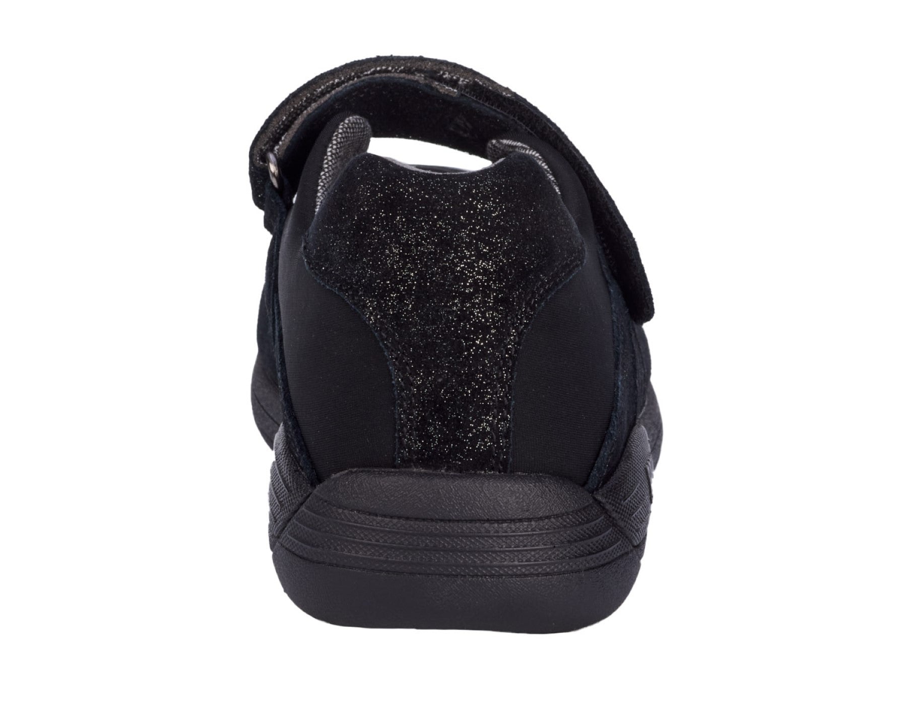 Drew Trust Women's Therapeutic Shoe - Black/Silver Leather - Back View