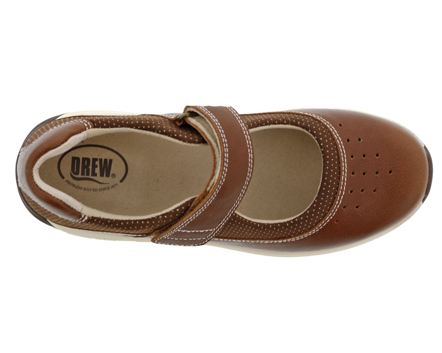 Drew Trust Women's Therapeutic Shoe - Camel Leather - Top View