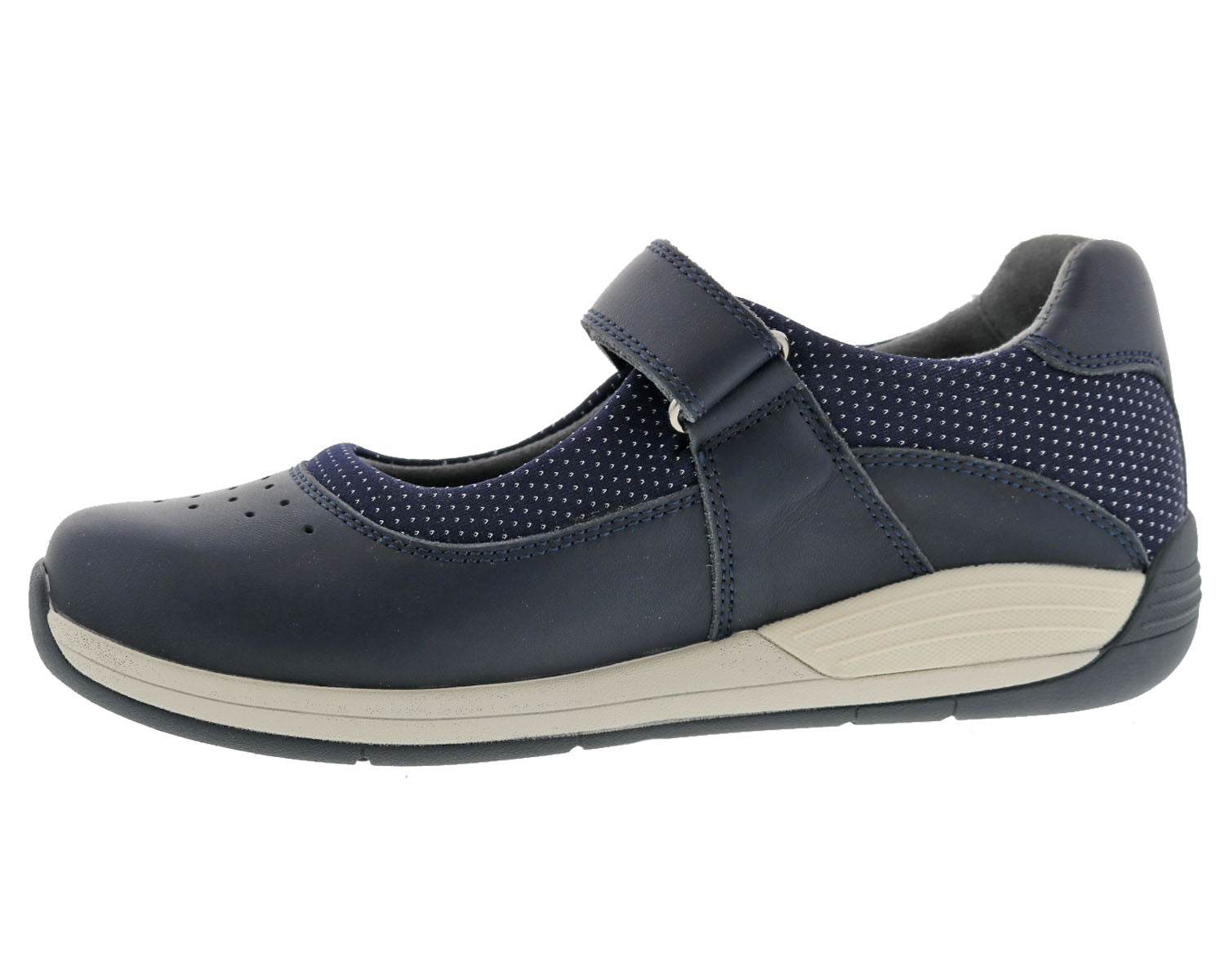 Drew Trust Women's Therapeutic Shoe - Navy Leather - Inside View