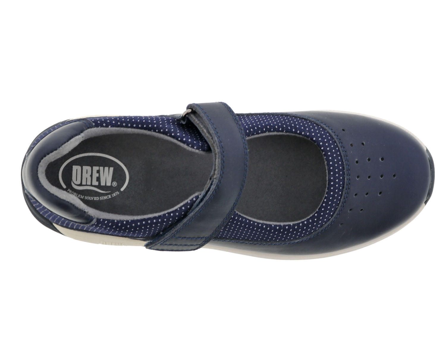 Drew Trust Women's Therapeutic Shoe - Navy Leather - Top View