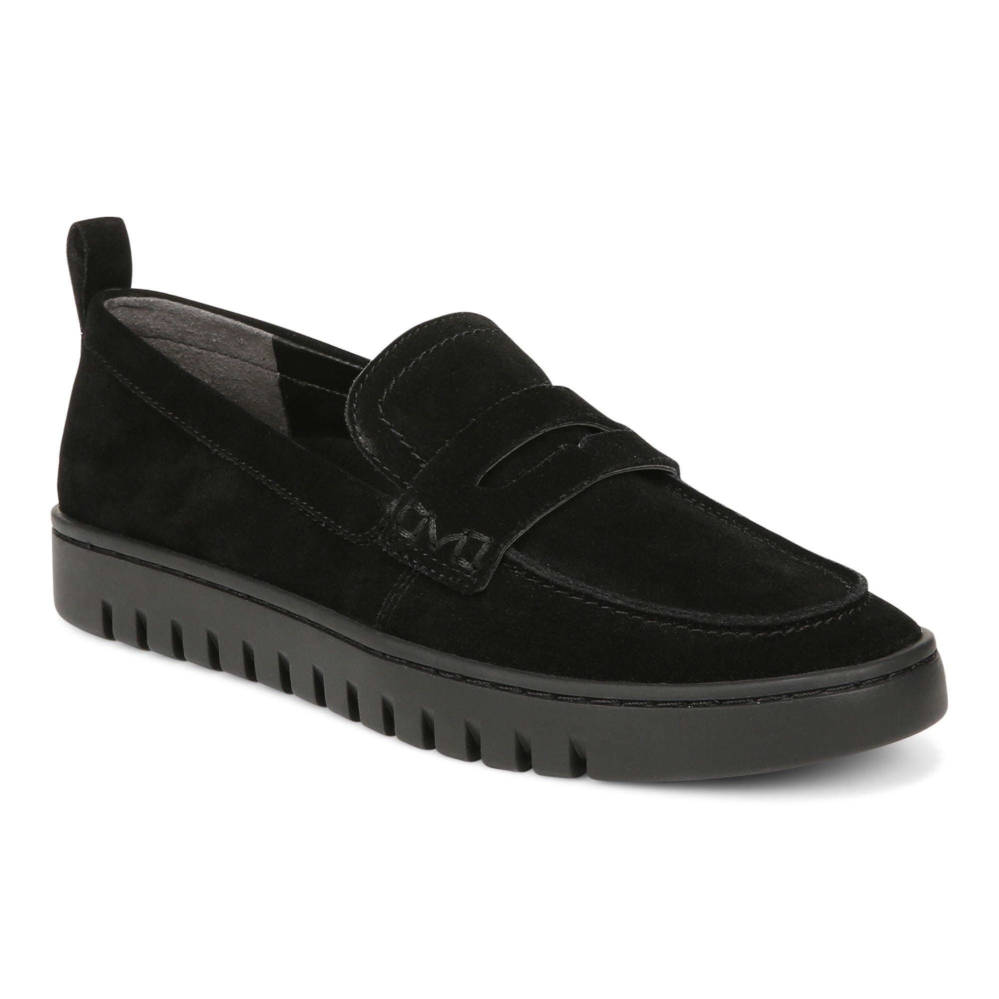 Vionic Uptown Women's Slip-On Loafer Moc Casual Shoes in Black Suede