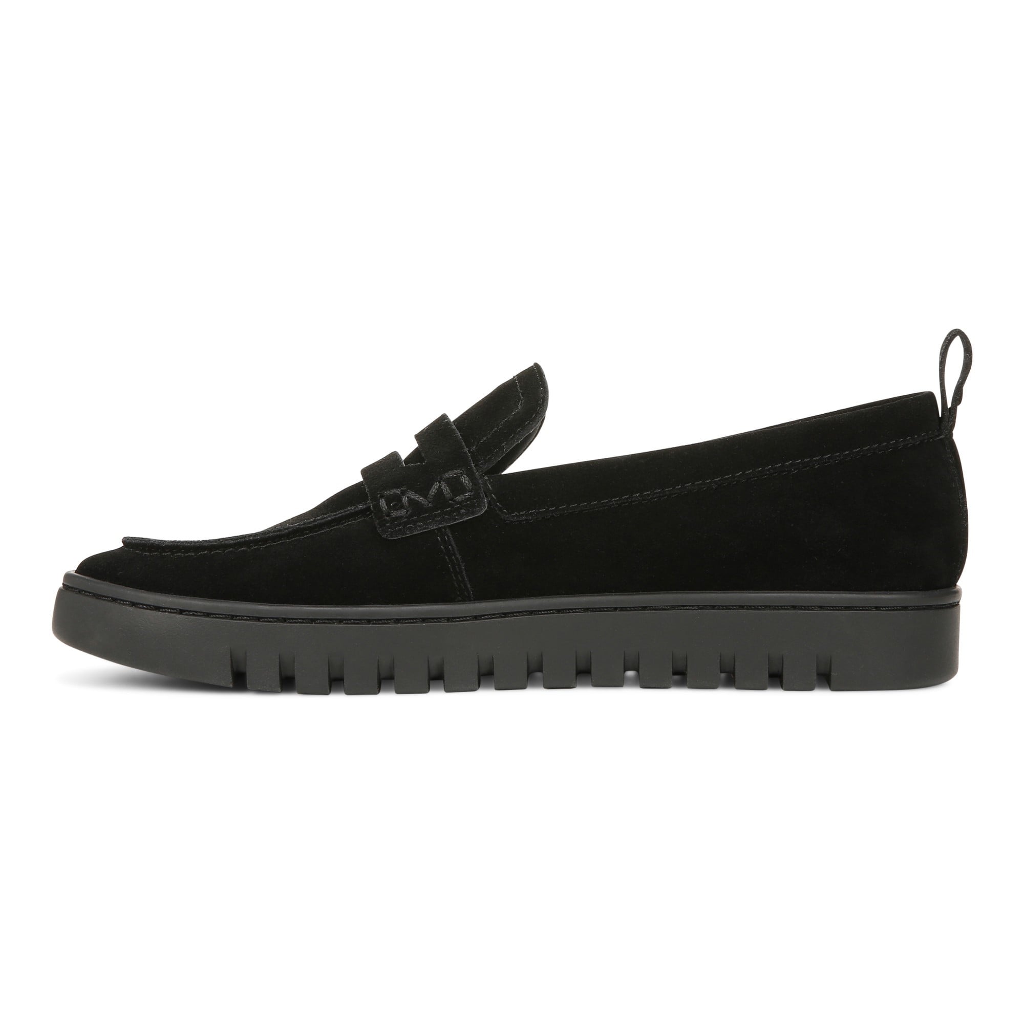 Vionic Uptown Women's Slip-On Loafer Moc Casual Shoes - Black Suede - Left Side