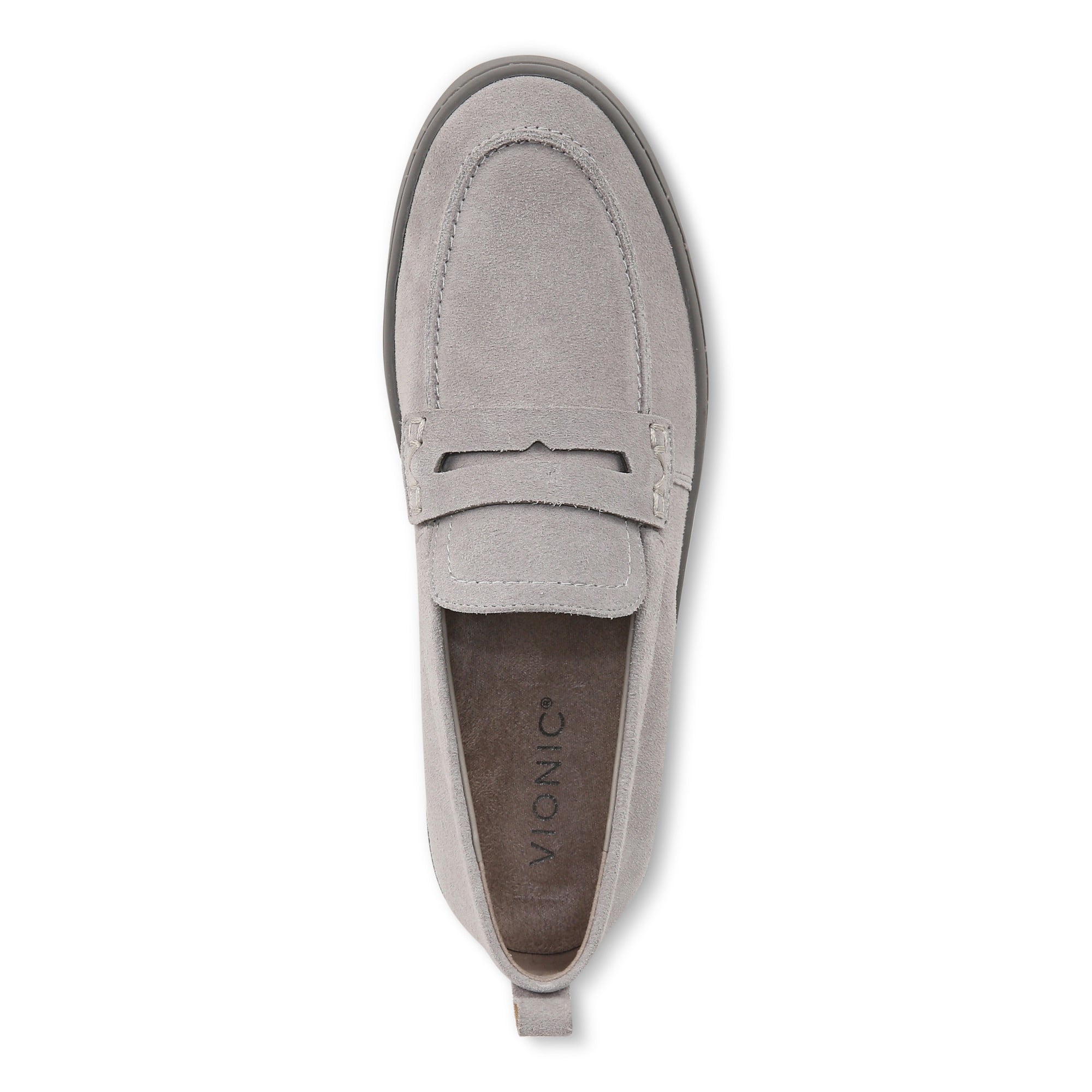 Vionic Uptown Women's Slip-On Loafer Moc Casual Shoes - Light Grey Suede - Top