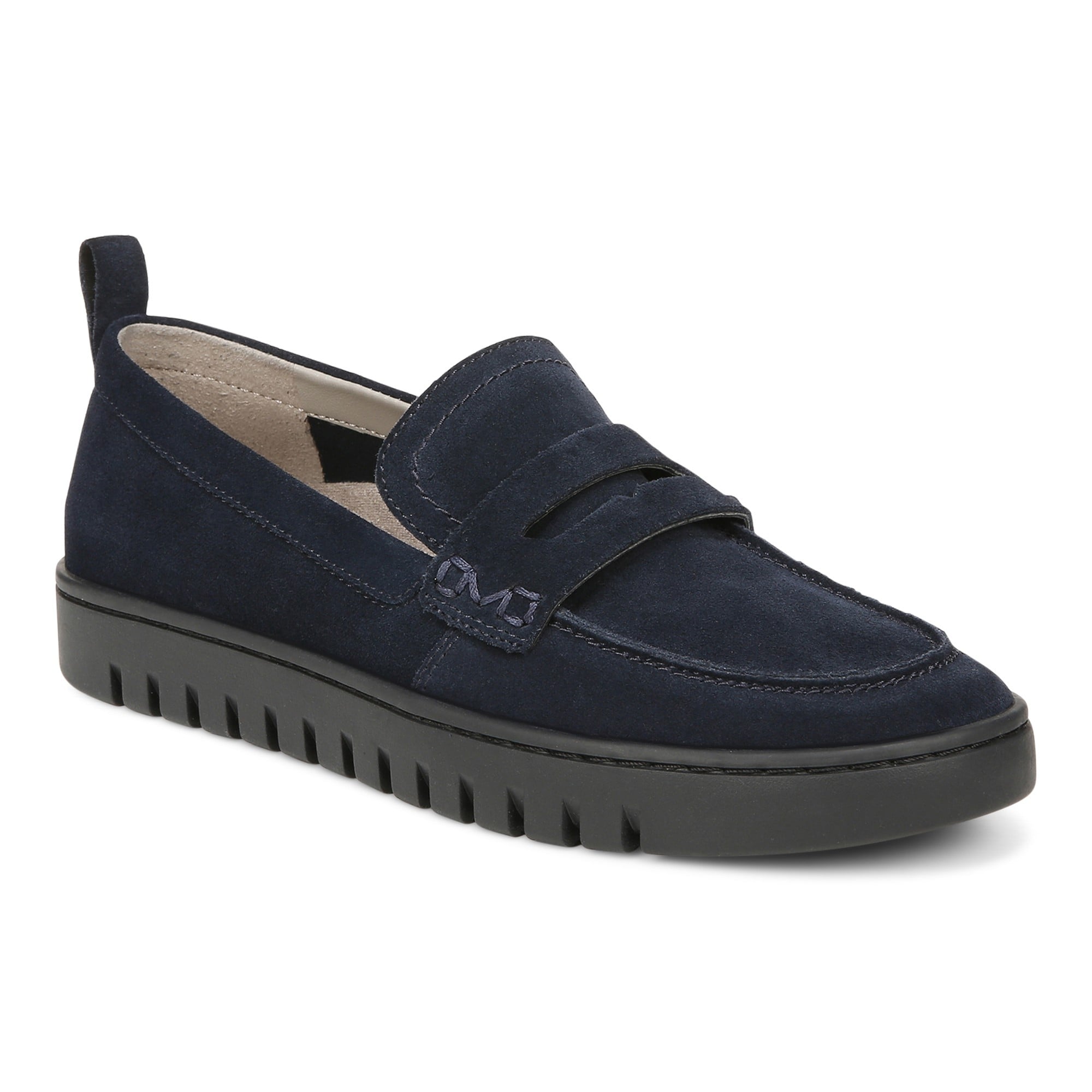 Vionic Uptown Women's Slip-On Loafer Moc Casual Shoes in Navy Suede