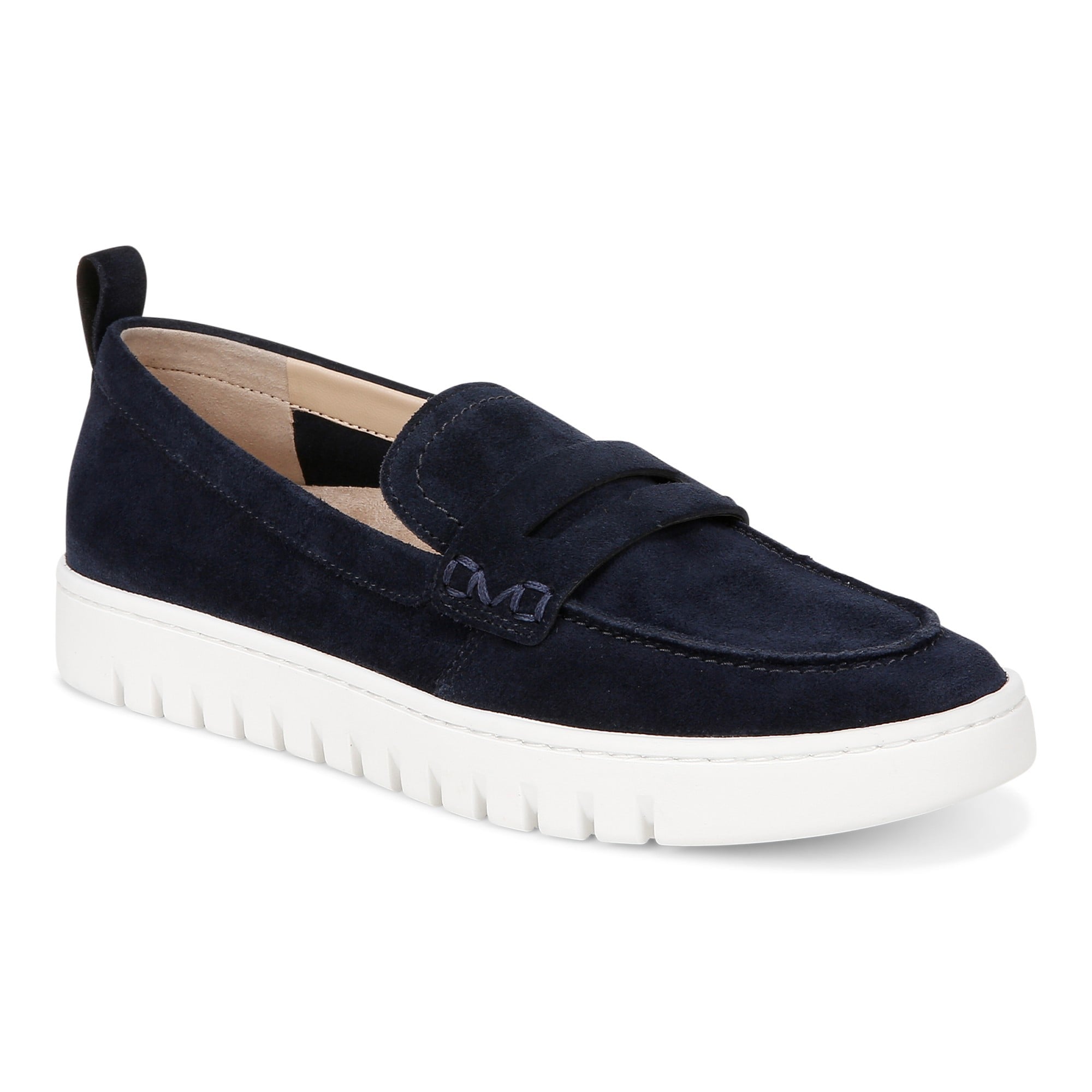 Vionic Uptown Women's Slip-On Loafer Moc Casual Shoes in Navy/ White