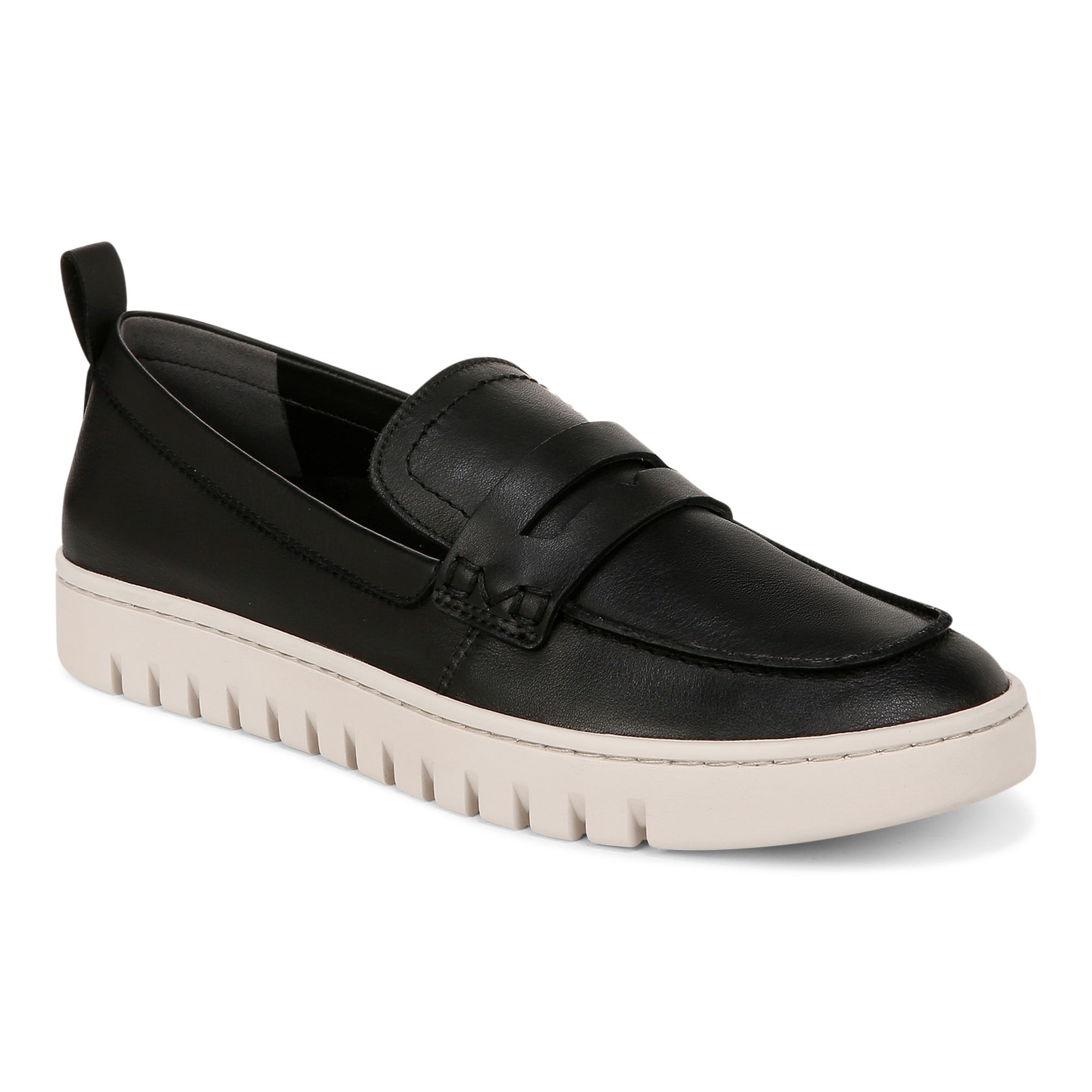 Vionic Uptown Women's Slip-On Loafer Moc Casual Shoes in Black Leather