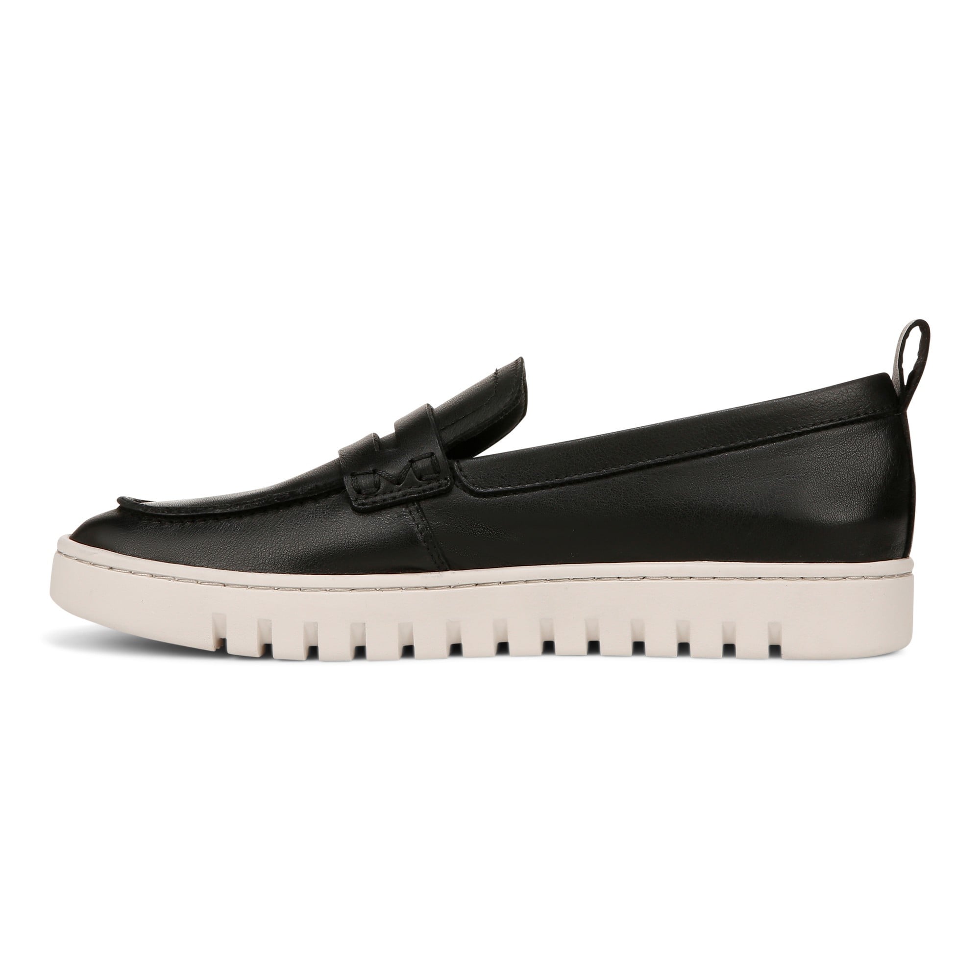 Vionic Uptown Women's Slip-On Loafer Moc Casual Shoes - Black Leather - Left Side